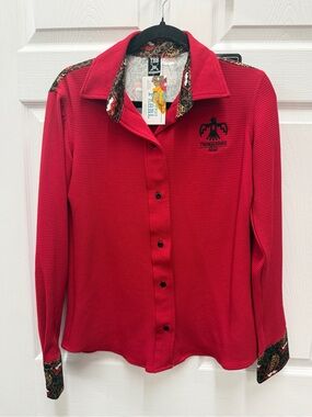 Thunderbird Red Button-Down Shirt for Women